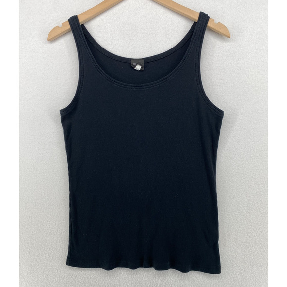 Eileen Fisher Tops - EILEEN FISHER Tank Top L Organic Cotton Ribbed Jersey Cami Scoop Neck Black